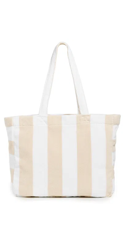 Weezie Looped Terry Beach Tote Sand Stripe