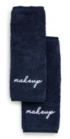 Weezie Makeup Towels 2 Pack Navy/white In Multi
