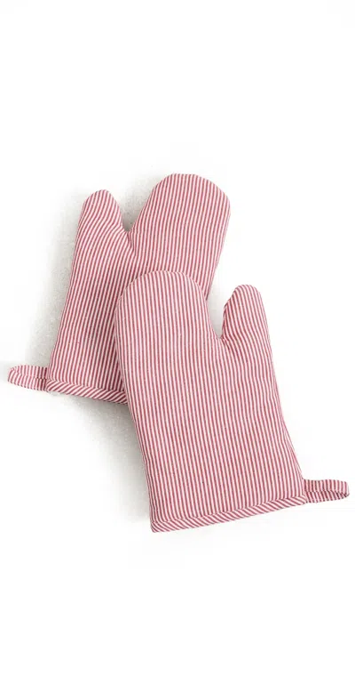 Weezie Oven Mitts Pair Red Stripe