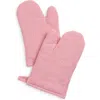Weezie Set Of 2 Stripe Oven Mitts In Red