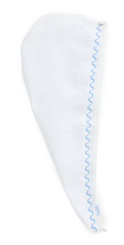 Weezie Wave Hair Towel French Blue Embroidered Wave