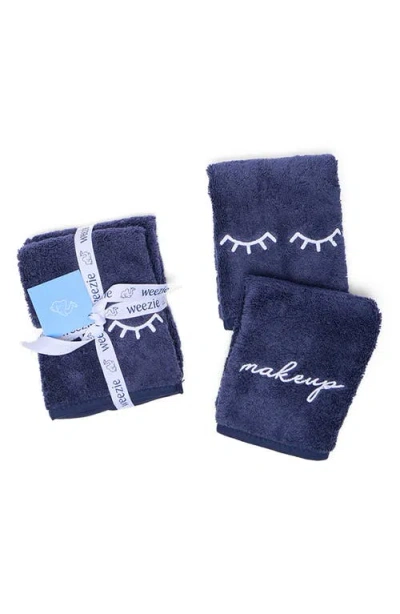 Weezie Wink & Wash Set Of 2 Makeup Towels In Blue