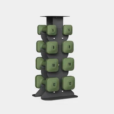 Wegym Safegrip Dumbbells Middle Set With Dark Rack - Forest In Green
