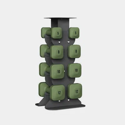 Wegym Safegrip Dumbbells Upper Set With Dark Rack - Forest In Green