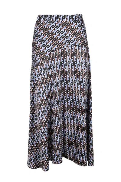 Weili Zheng Black Chain Viscose Long Midi Skirt In Multi
