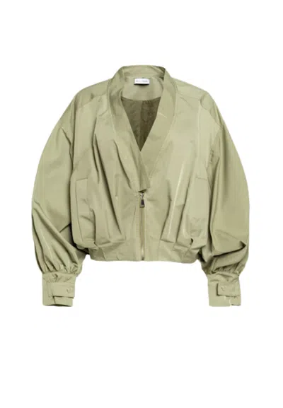 Weili Zheng Bomber Woman  With A V Neckline In White