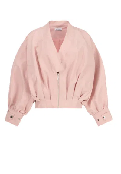 Weili Zheng Bomber Woman  With A V Neckline In Pink