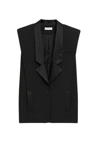 Weili Zheng Maxi Gilet In Gabardina  In Black