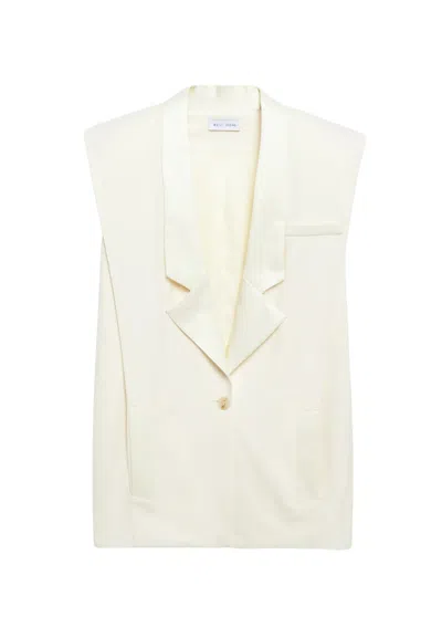 Weili Zheng Maxi Gilet In Gabardina  In White