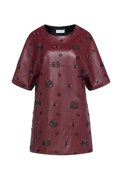 Weili Zheng Mini Dress  With Embroidery In Burgundy