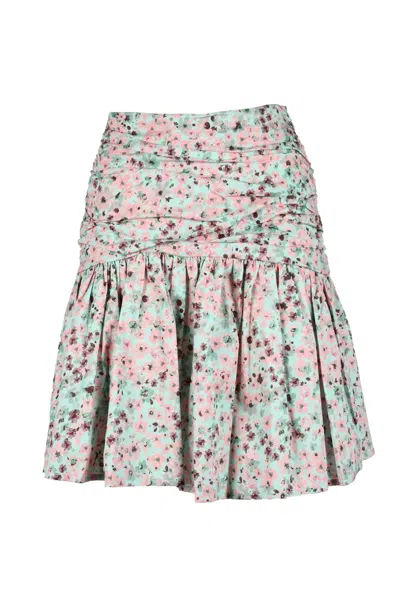 Weili Zheng Multicolor Floral Cotton Mini Skirt In White