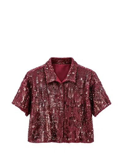 Weili Zheng Sequin-embellished Cropped Shirt In Red