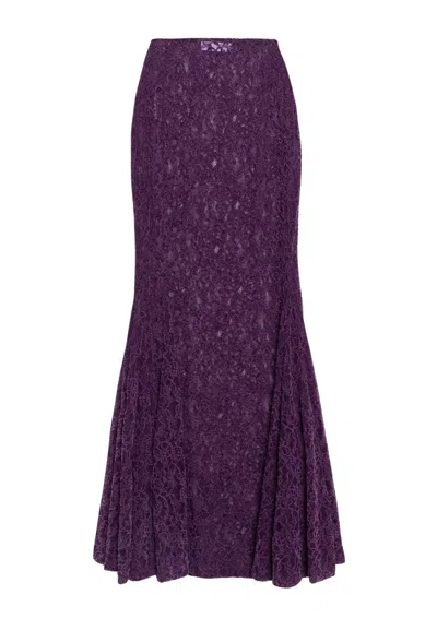 Weili Zheng Siren Skirt In Lace  In Purple