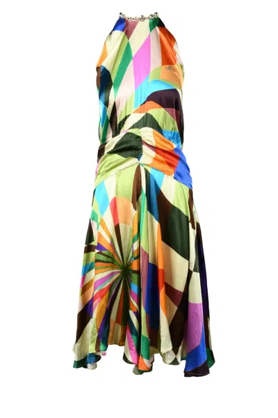 Weili Zheng Sleeveless Mini Dress With Geometric Print In Multi