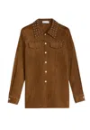 Weili Zheng Suede Shirt Woman  With Studs In Brown
