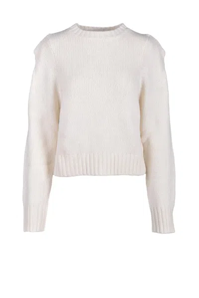 Weili Zheng White Crewneck Wool Sweater In Neutral