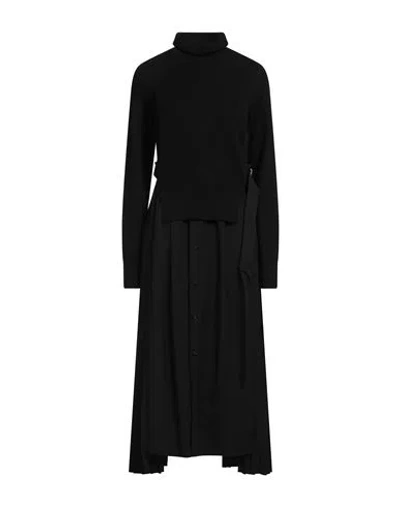 Weili Zheng Woman Midi Dress Black Size 8 Virgin Wool, Polyester, Viscose, Elastane, Polyamide