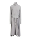 Weili Zheng Woman Midi Dress Light Grey Size 12 Virgin Wool, Polyester, Viscose, Elastane, Polyamide