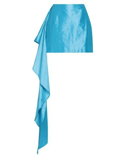 Weili Zheng Woman Mini Skirt Azure Size S Silk In Blue