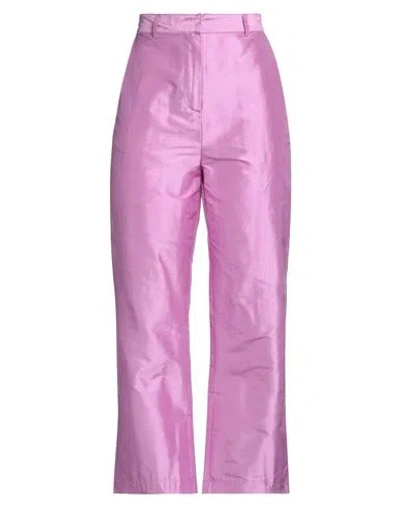 Weili Zheng Woman Pants Light Purple Size L Silk In Purple