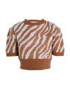 Weili Zheng Woman Sweater Light Brown Size M Nylon, Wool, Mohair Wool In Animal Print