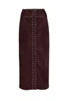 Weili Zheng Women's Skirt  In Suede With Studs In Brown