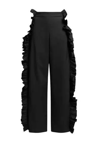 Weili Zheng Women's Trousers  With Ruches In Black