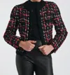 Weill Checked Tweed Jacket With Braid In Red In Multi