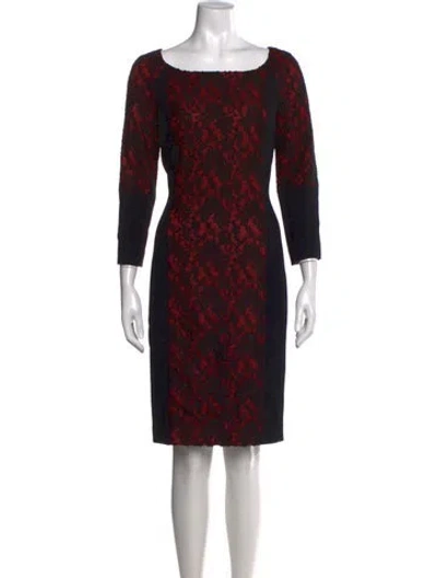 Pre-owned Weill Lace Pattern Knee-length Dress In Black/red