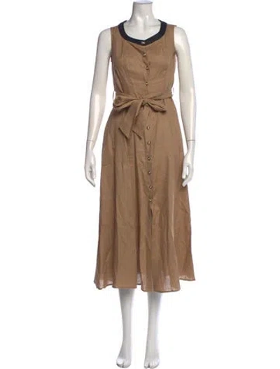 Pre-owned Weill Linen Midi Length Dress In Neutral