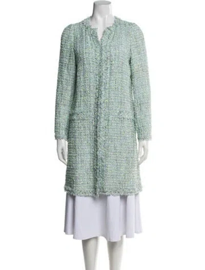 Pre-owned Weill Nylon Tweed Pattern Coat In Blue/green