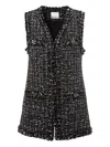 Weill Paris Fringed Tweed Sleeveless Jacket In Black