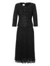 Weill Paris Midi Bi-material Pleated Dress In Black