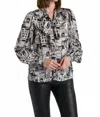 Weill Paris Print Silk Blouse In Ecru In Multi