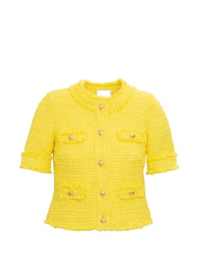 Weill Paris Short-sleeved Tweed Jacket In Yellow