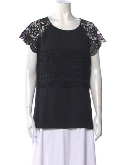 Pre-owned Weill Scoop Neck Short Sleeve Top In Black