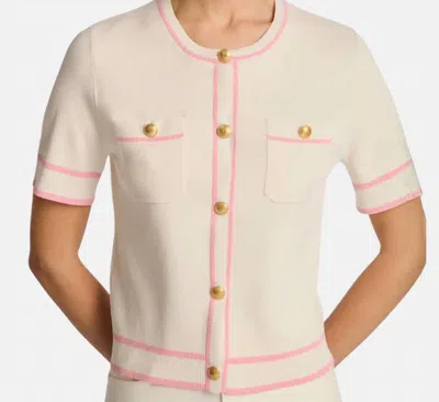 Weill Short Sleeve Cardigan In White In Beige