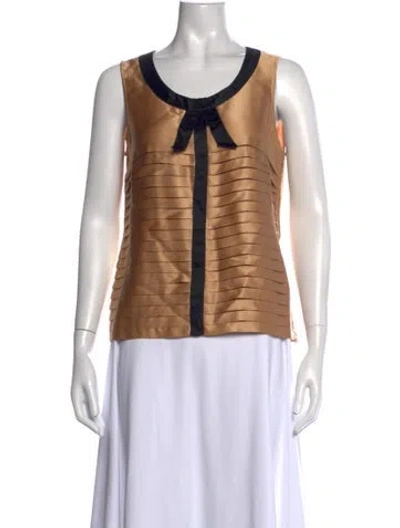 Pre-owned Weill Silk Crew Neck Blouse In Brown