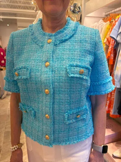 Weill Tinna Short Sleeved Jacket In Aqua In Blue