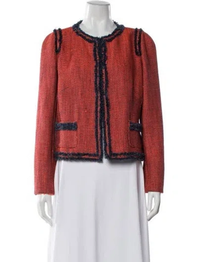 Pre-owned Weill Tweed Pattern Jacket In Red