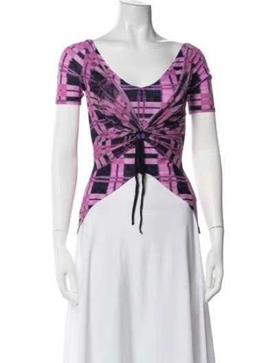 Pre-owned Weinsanto Graphic Print V-neck Top In White