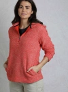 Weird Fish Alisa 1/4 Zip Snow Marl Fleece Hoodie