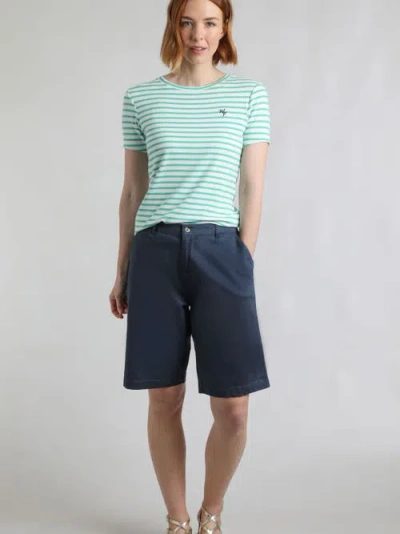 Weird Fish Annalise Knee Length Chino Shorts In Blue