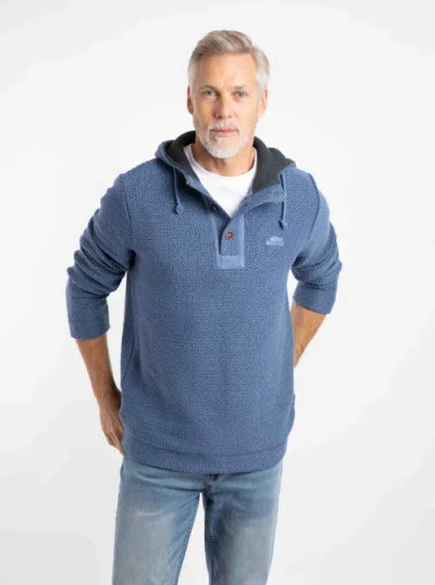 Weird Fish Bakersfield Button Neck Hooded Fleece In Blue