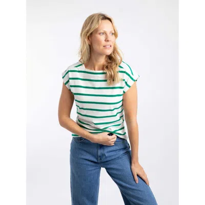 Weird Fish Bowe Striped Jersey T-shirt In Green