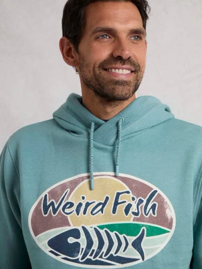 Weird Fish Bryant Graphic Popover Hoodie In Blue