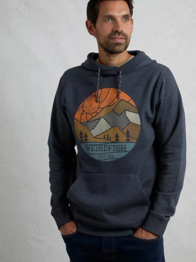 Weird Fish Bryant Graphic Popover Hoodie In Blue