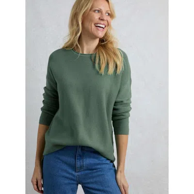 Weird Fish Dalla Knitted Crew Neck Jumper In Green