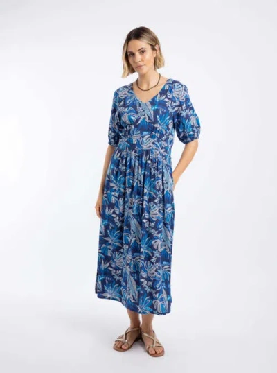Weird Fish Dilsha Printed Midi Dress In Blue