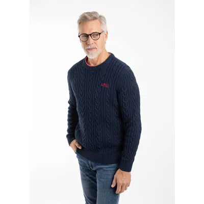 Weird Fish Griffen Cable Knit Jumper In Blue
